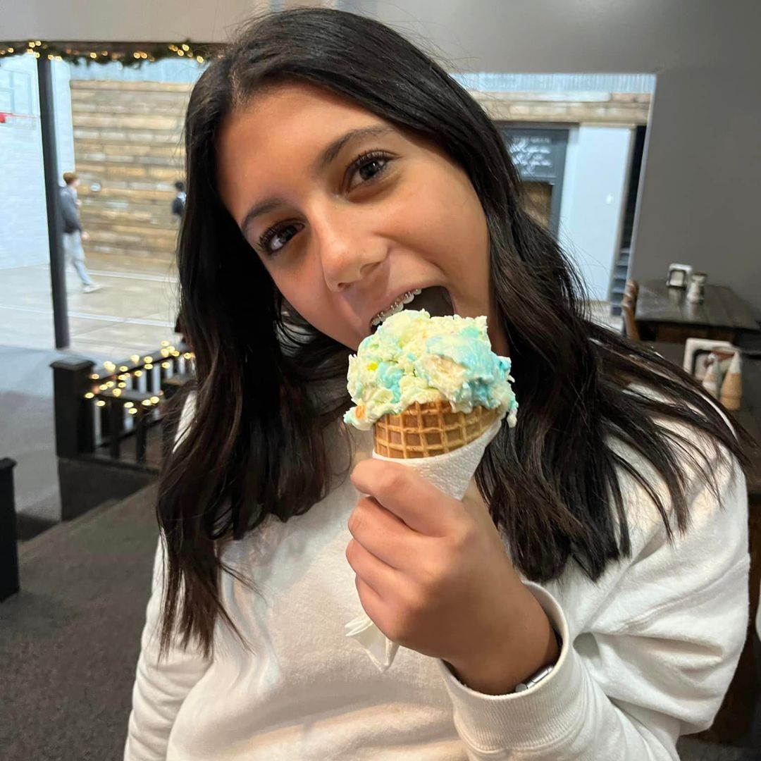 Freshman Student Enjoying a 'Birthday Cake Ice Cream'